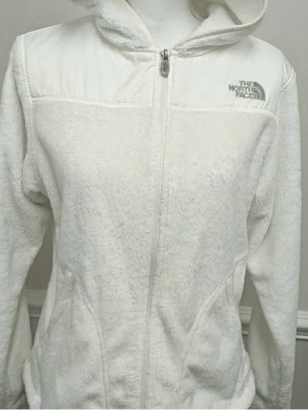 The North Face White Fleece Hooded Zip Jacket